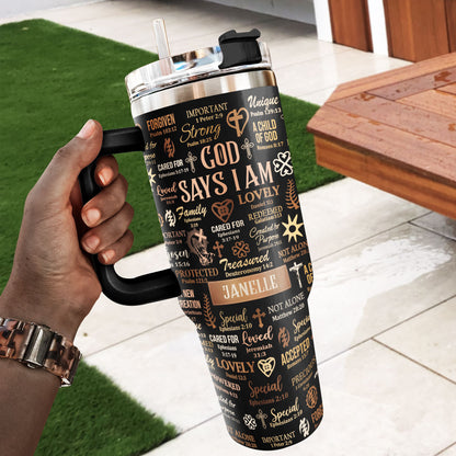 God Says I Am - Personalized Stainless Steel Tumbler